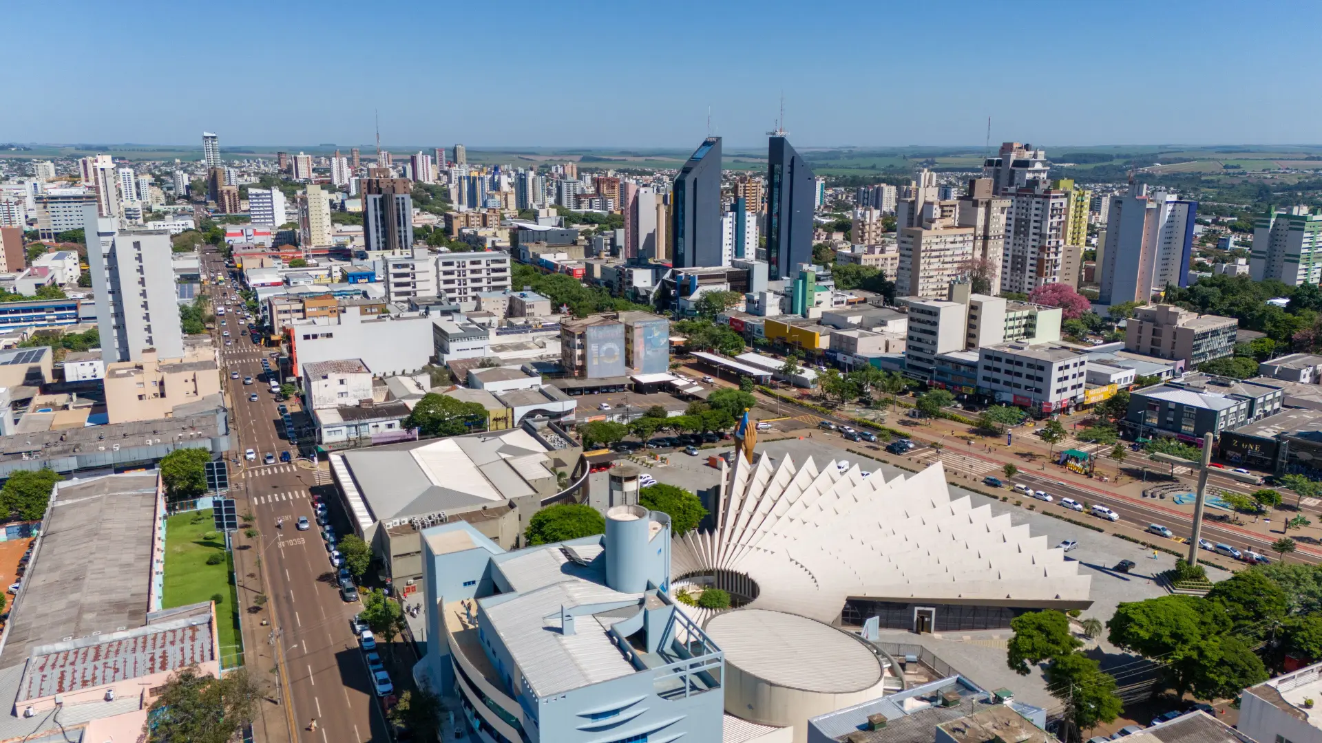 Vista aérea do centro de Cascavel, Paraná